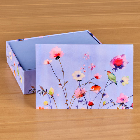 Blank Note Card Set, Lavender Wildflowers