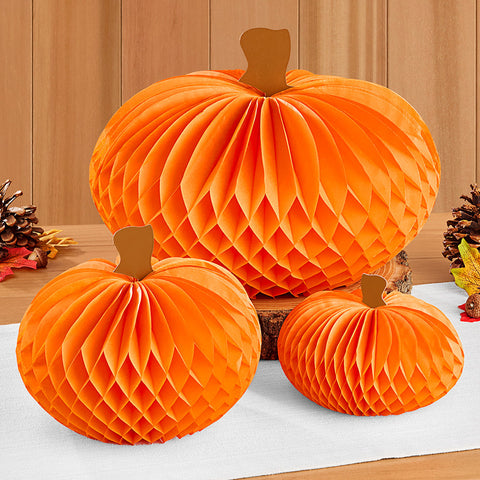 Hester & Cook Honeycomb Paper Party Decorations, Pumpkins