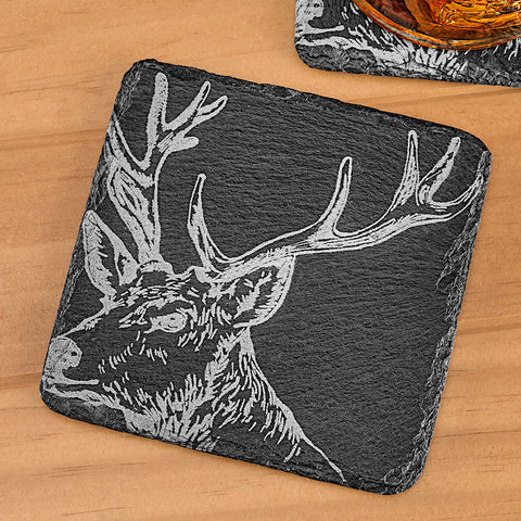 Stag Slate Coaster Set