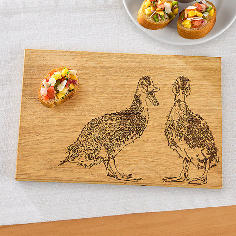 Quacking Ducks Oak Serving Board