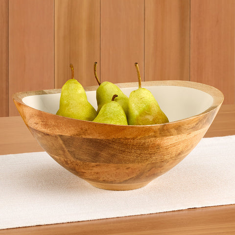 Be Home Madras Enameled Mango Serving Bowls, Taupe