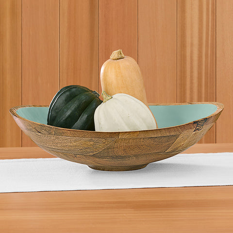Be Home Madras Enameled Mango Serving Bowls, Sage