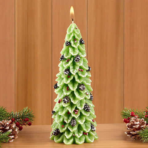 Holly Pine Tree Candle