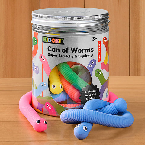 Kikkerland Kidoki Can of Worms Squishy Fidget Toy