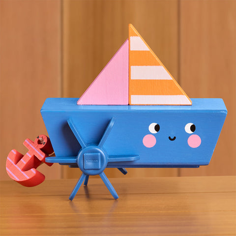 Kikkerland Kidoki Pull-String Paddle Boat Bath Toy
