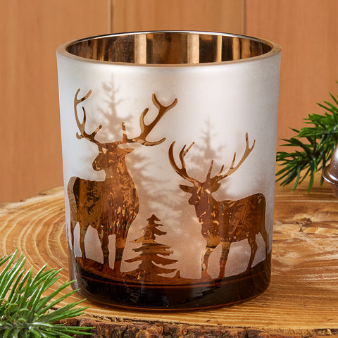 Enchanted Timberline Etched Glass Candleholder Vase