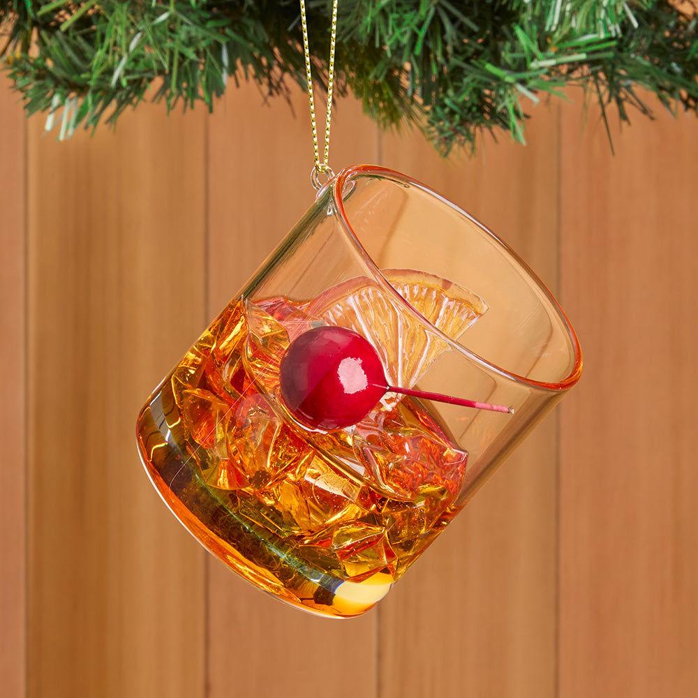Cody Foster Glass Ornament, Old Fashioned Christmas Cocktail