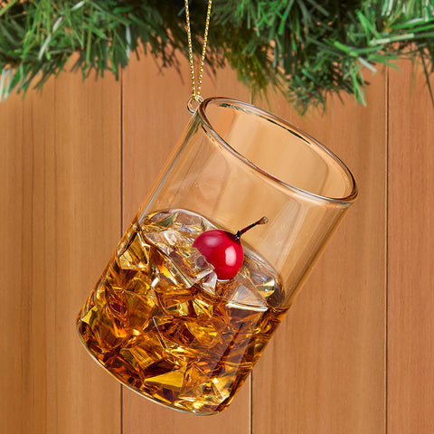 Cody Foster Glass Ornament, Old Fashioned Christmas Cocktail