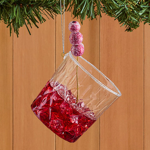 Cody Foster Glass Ornament, Cranberry Cocktail