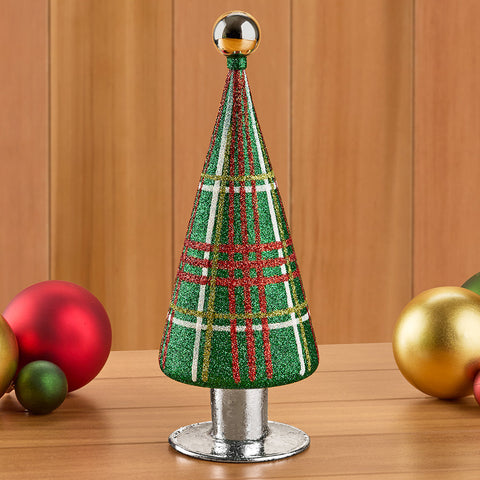 Cody Foster Glittered Plaid Glass Tree