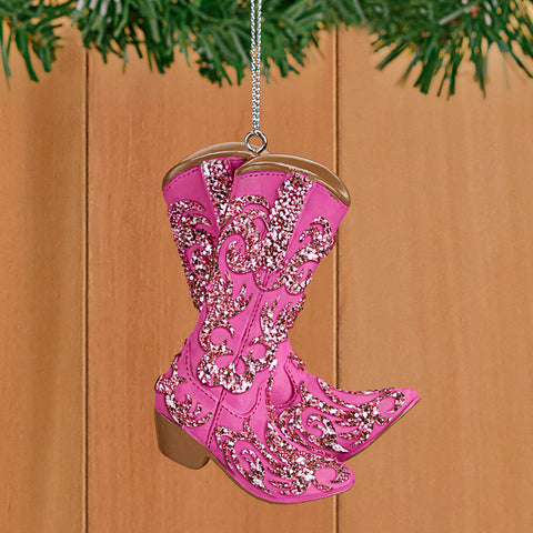 Kurt Adler Ornament, Pink Cowgirl Boots