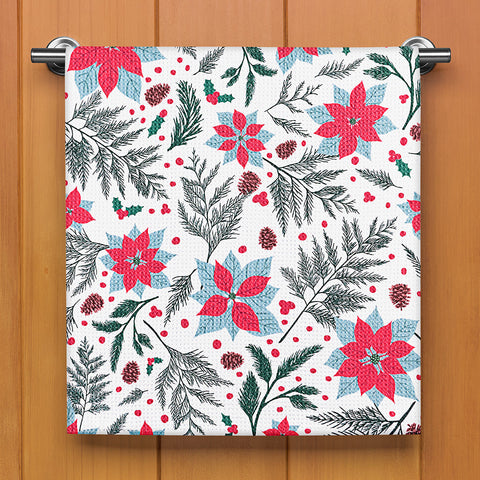 Geometry Tea Towel, Woodland Poinsettia