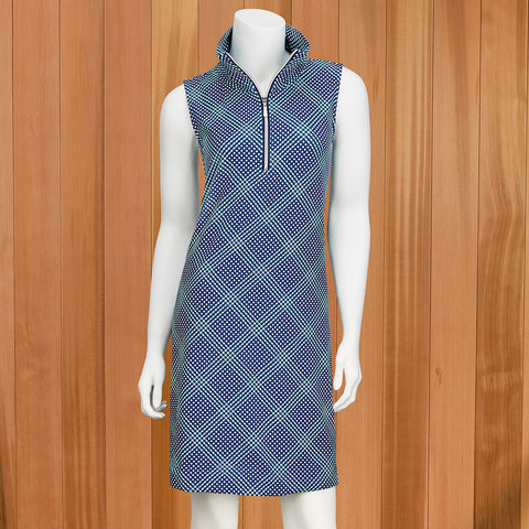 Lulu-B Women's Zip-Neck Sleeveless Sun Protection Dress, Fox Island Tartan