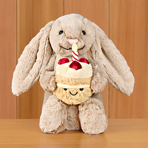 Jellycat Stuffed Animal Plush Toy, Bashful Beige Bunny Birthday