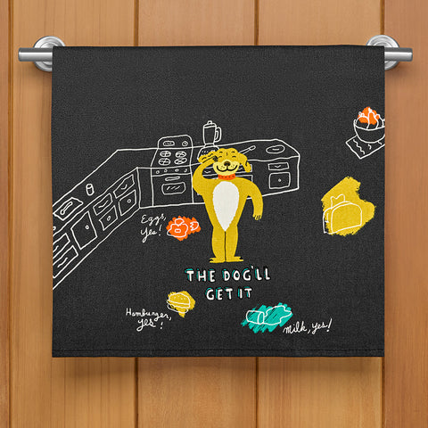 Blue Q Tea Towel, "The Dog'll Get It"