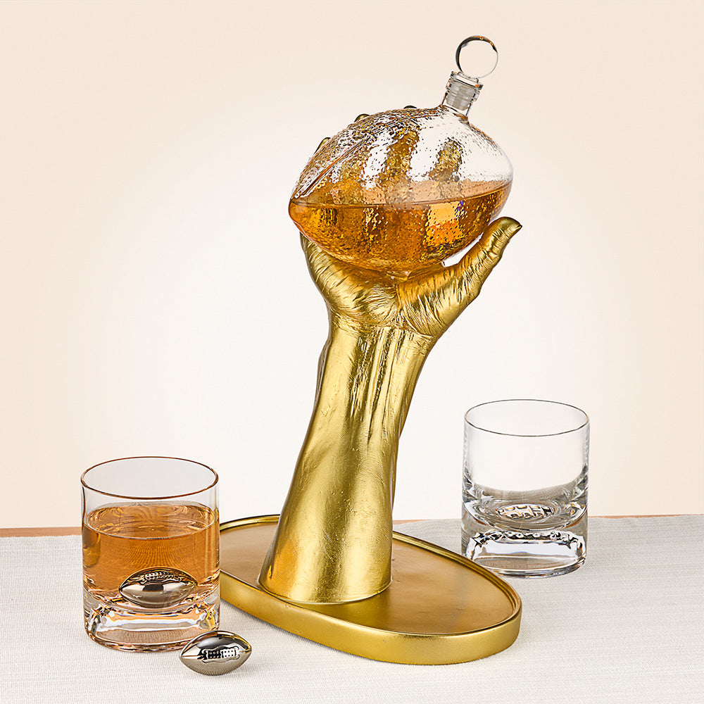 Decanter and Whiskey Glasses Set, Football