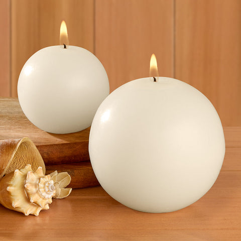 Global Views White Unscented Ball Candle