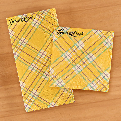 Hester & Cook Paper Napkins, Yellow Plaid