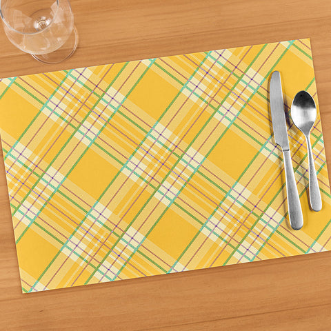 Hester & Cook Paper Placemats, Yellow Plaid