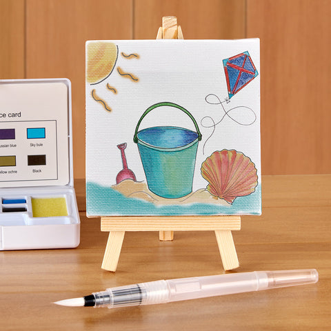 Tiny Easel Mini Painting Art Kit, Beach