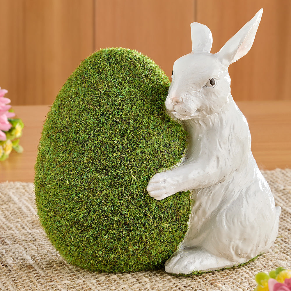 Rabbit with Mossy Egg Figurine – To The Nines Manitowish Waters
