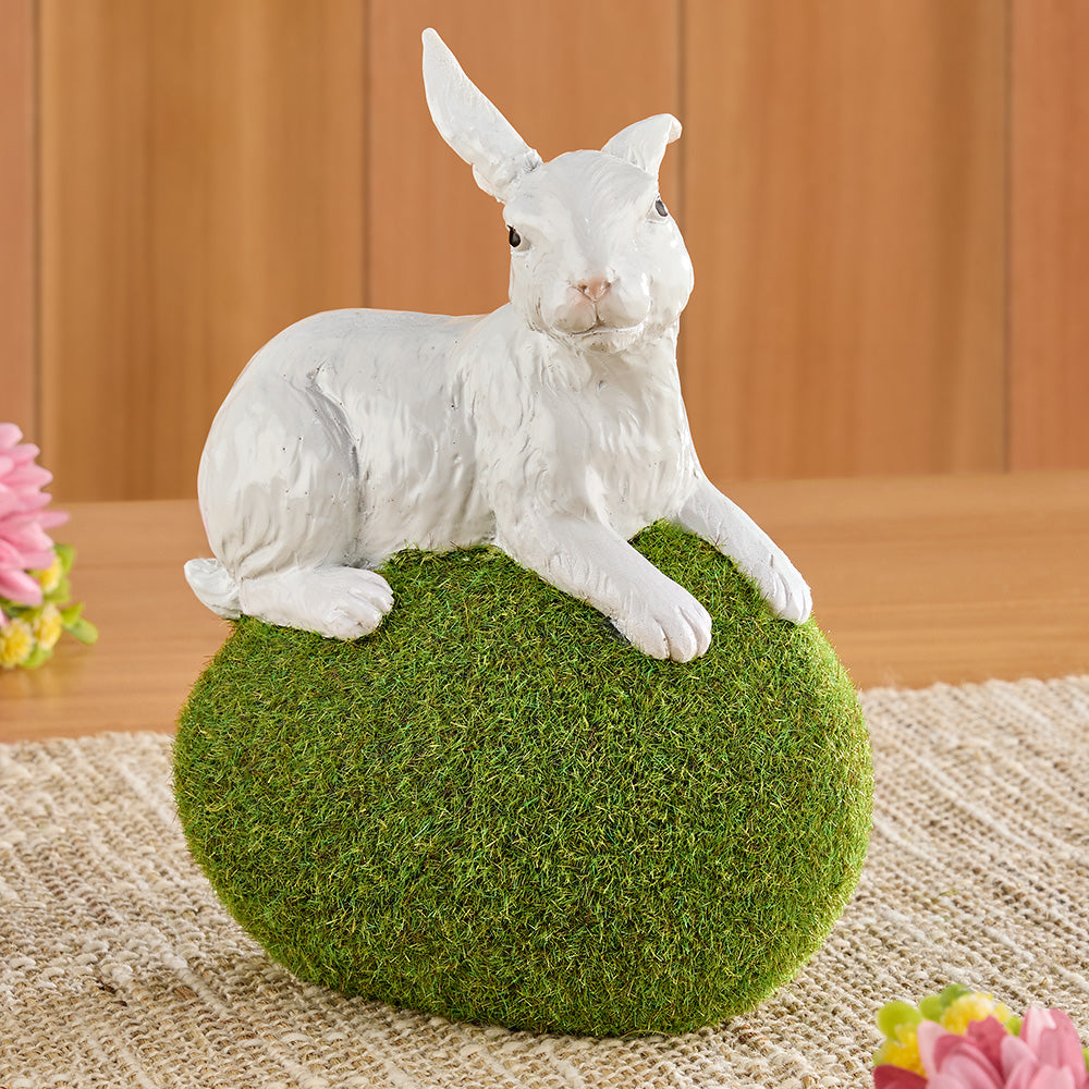 Rabbit with Mossy Egg Figurine – To The Nines Manitowish Waters
