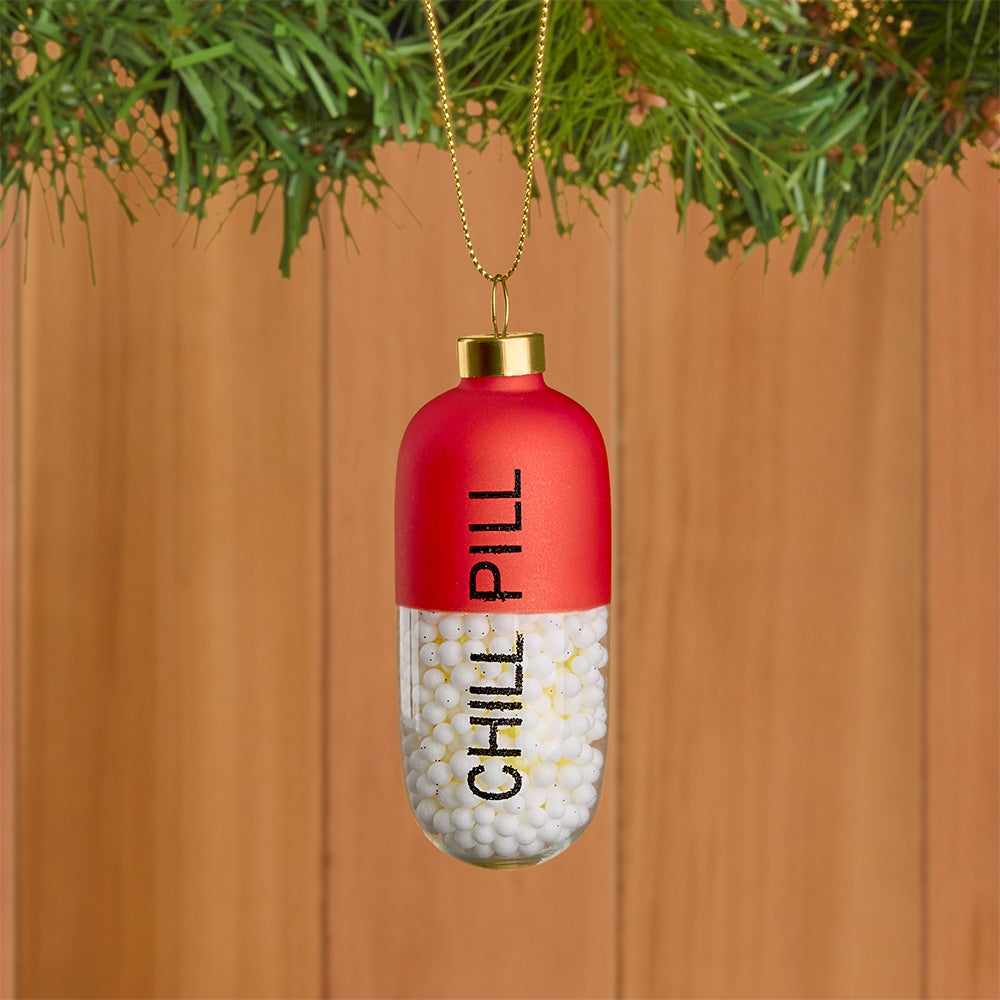 Glass Ornament, "Chill Pill"