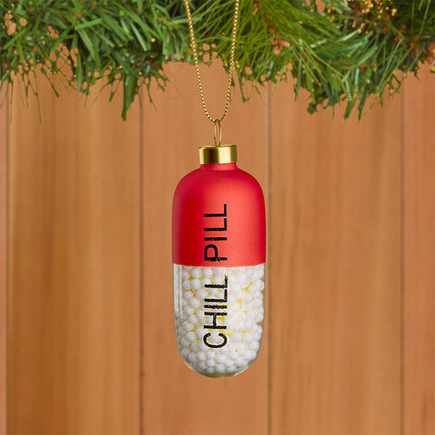 Glass Ornament, "Chill Pill"