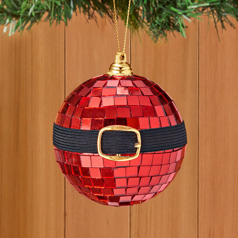 Mirrorball Santa Belt Christmas Ornament