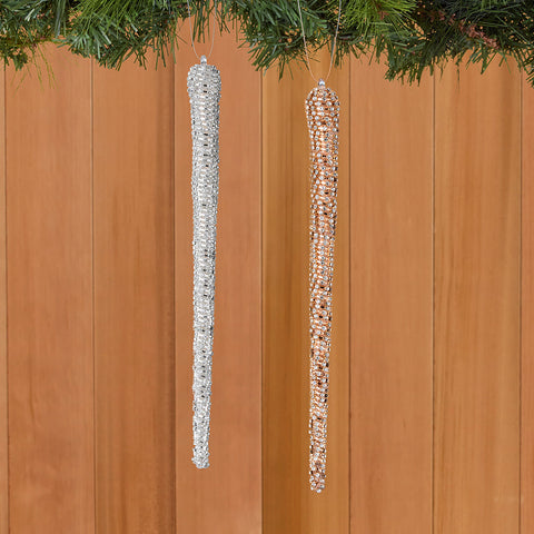 Silent Night Sparkling Rhinestone Icicle Ornament