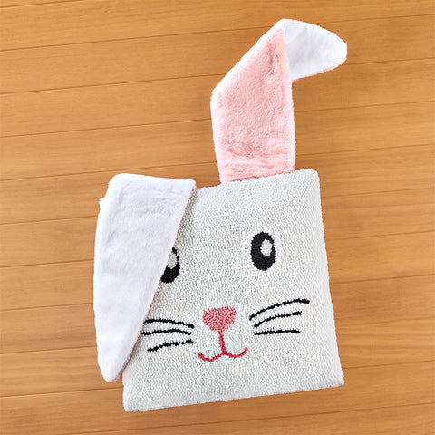Peking Handicraft 14" Hooked Pillow, Floppy Ears Bunny
