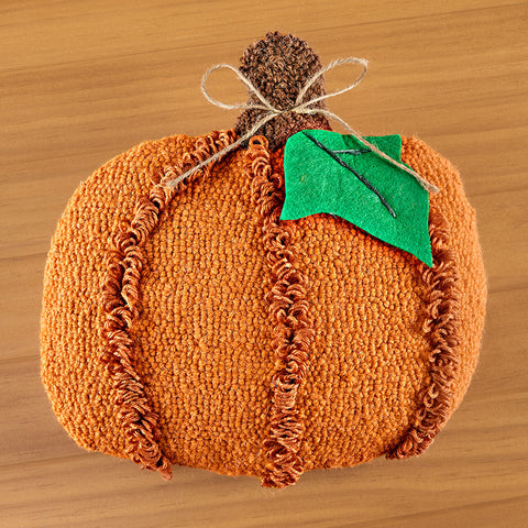 Peking Handicraft 12" Hooked Pillow, Fall Pumpkin