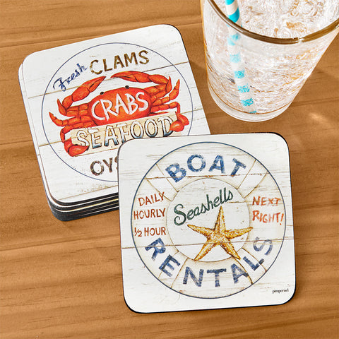 Pimpernel Coaster Set, Coastal Signs