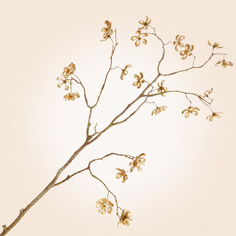 Faux Golden Cherry Blossom Stem, 37"
