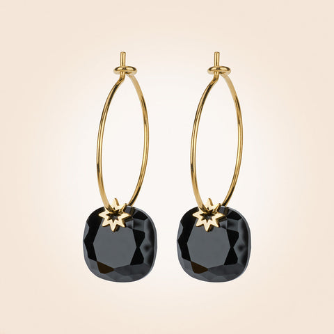 Anartxy Boix Gold Hoop Dangle Earrings