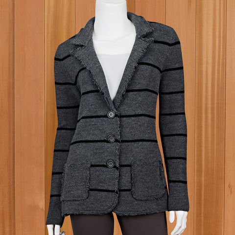 Renuar Striped Knit Blazer Jacket