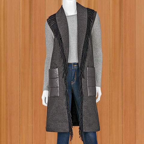 Renuar Long Fringed Knit Vest