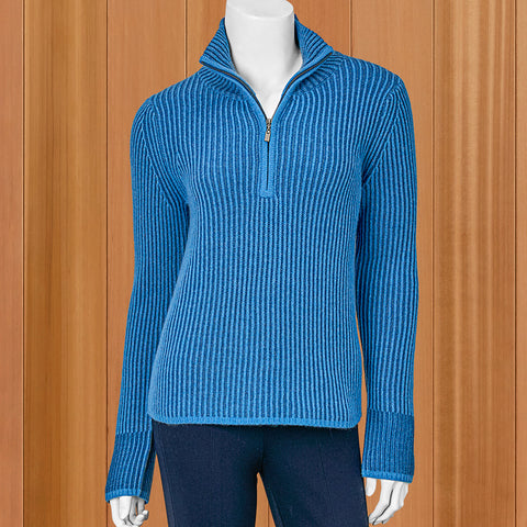 Kinross Plaited-Rib Quarter-Zip Sweater