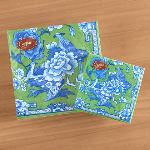 Caspari Paper Napkins, Green and Blue Chinoiserie