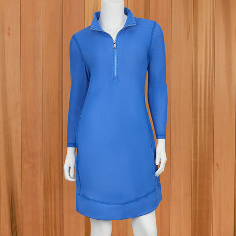 Lulu-B Textured Zip-Neck Dress with Pockets