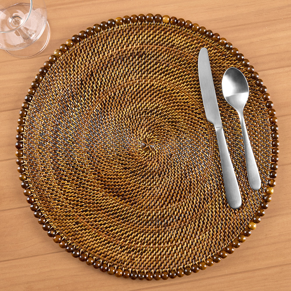 Calaisio Round Woven Placemat with Beaded Edge