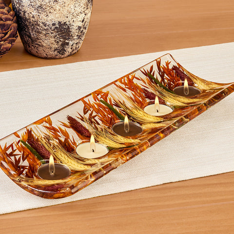 Riccardo Marzi Long Resin Tealight Candle Holder, Autumn