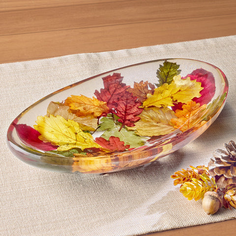 Riccardo Marzi Resin Platter, Fall Leaves
