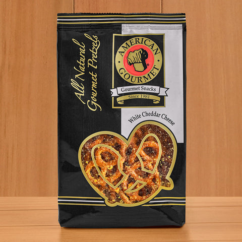 American Gourmet Mini Twist Pretzels, White Cheddar Cheese