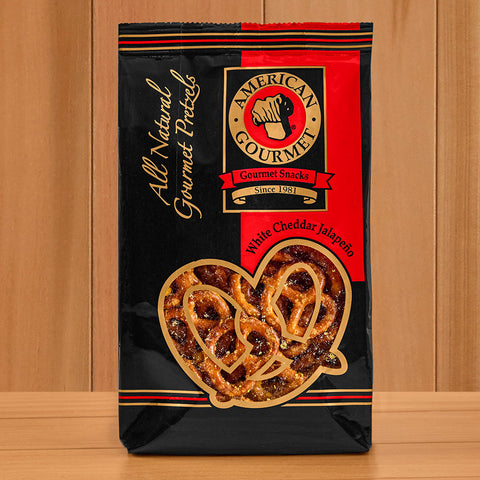 American Gourmet Mini Twist Pretzels, White Cheddar Jalapeño