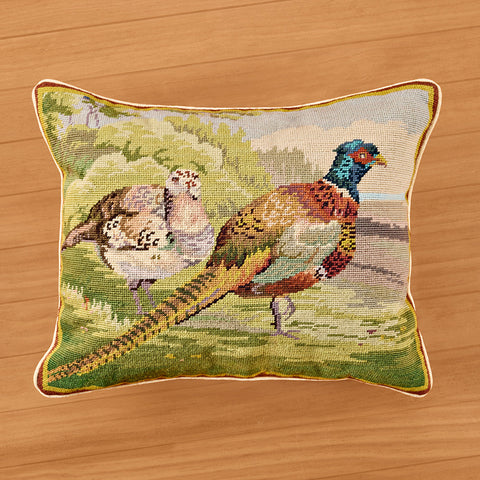 Michaelian Home 20" x 16" Needlepoint Pillow, Pheasants in the Field