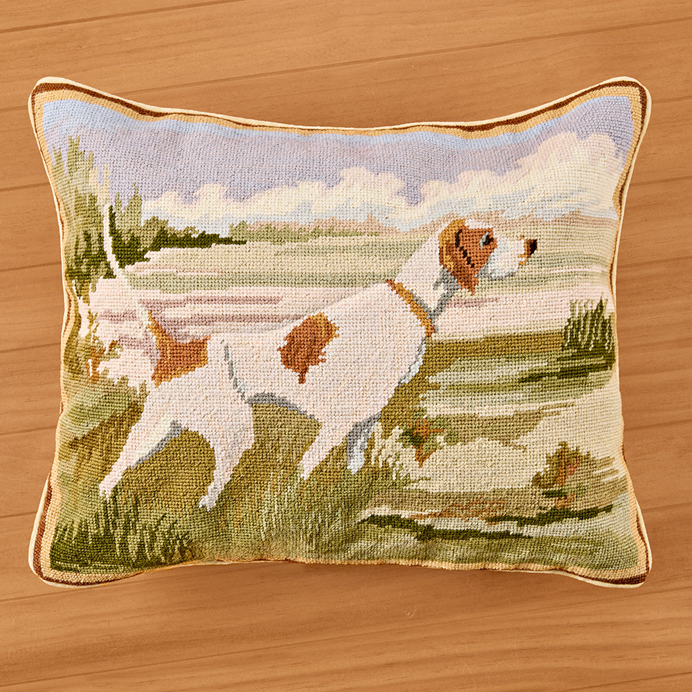 Michaelian Home 20" x 16" Needlepoint Pillow, Pointer in Field