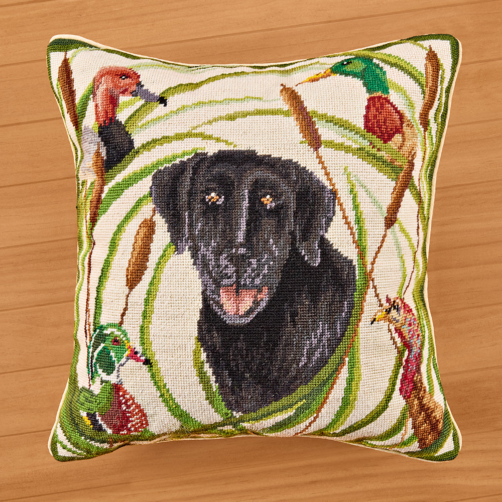 Michaelian Home 18" Needlepoint Pillow, Sporting Black Lab