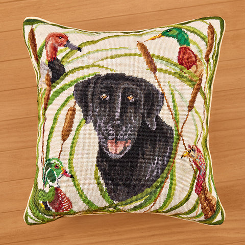 Michaelian Home 18" Needlepoint Pillow, Sporting Black Lab