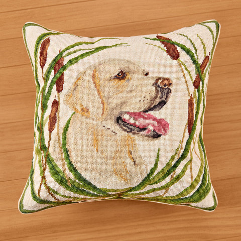 Michaelian Home 18" Needlepoint Pillow, Boomer Yellow Lab